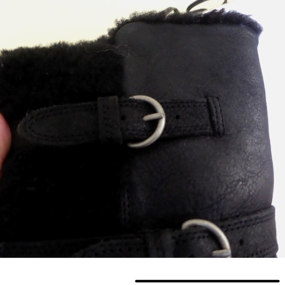 🎈FINAL SALE UGG Becket Black Distressed Leather Boots NEW * - Picture 8 of 16
